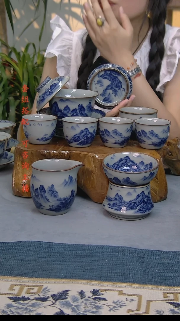 9件套陶瓷茶具老陶泥开片纹