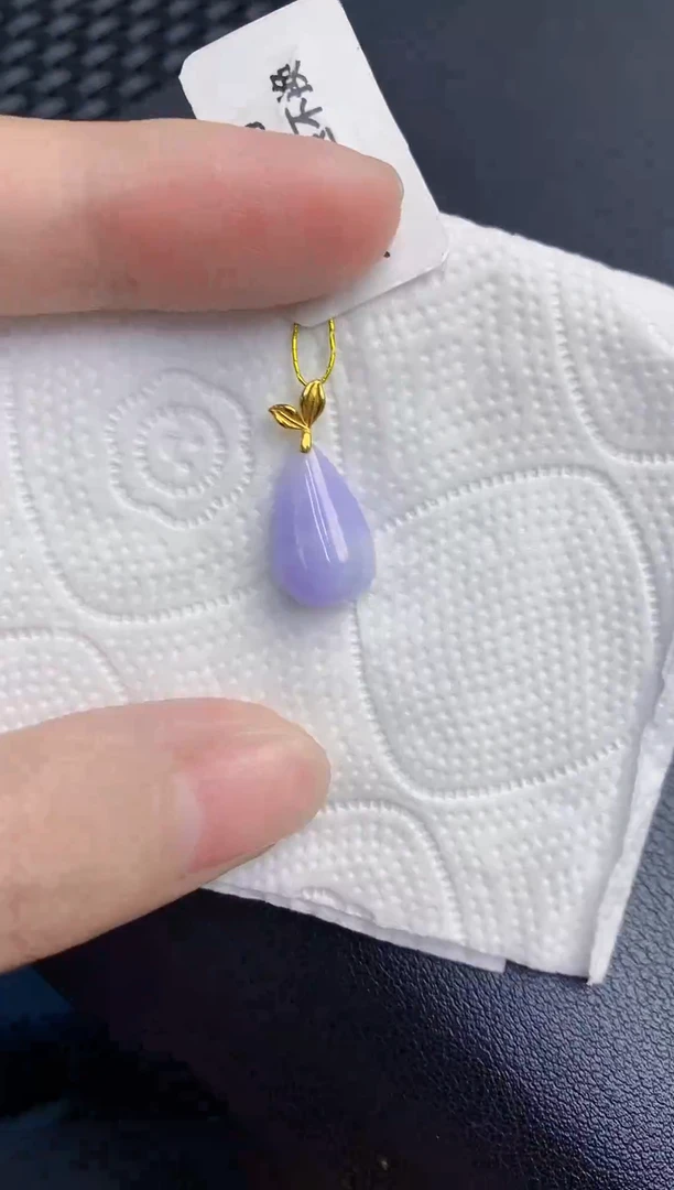 颈饰18K金镶嵌翡翠天然翡翠缅甸A货