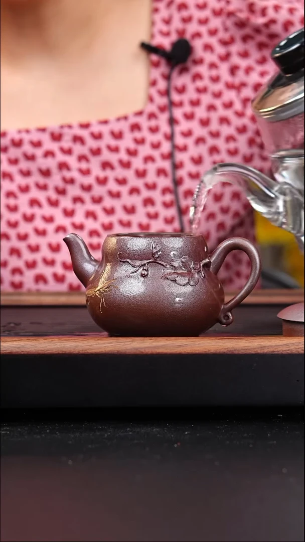 茶壶紫砂红皮龙柴烧葫芦泥绘260cc
