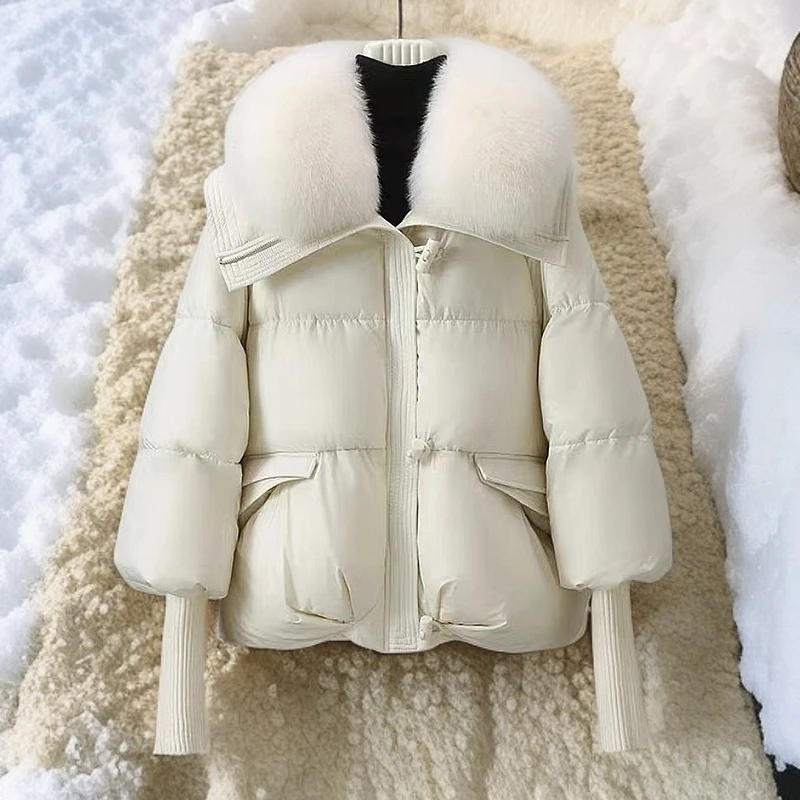 欧洲站冬季新款时尚白鸭绒羽绒服女减龄显瘦保暖加厚短款外套百搭