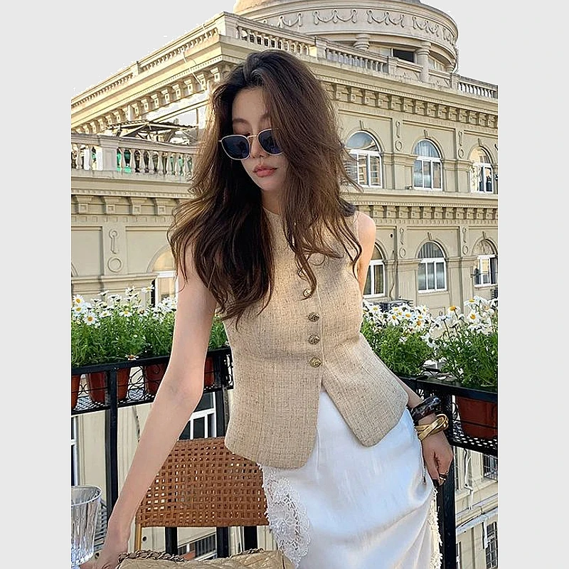 法式高级感气质背心马甲女款2025夏季新款超好看独特别致无袖上衣