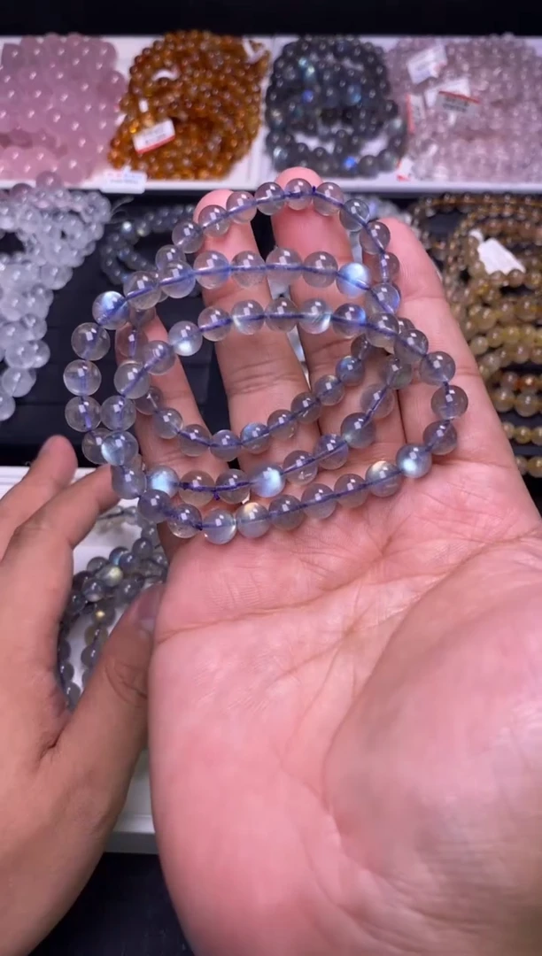 手串未镶嵌拉长石7mm高品级灰月光（多样性发货，发其一）