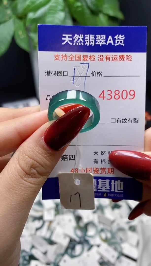 翡翠戒指未镶嵌天然翡翠戒圈3809