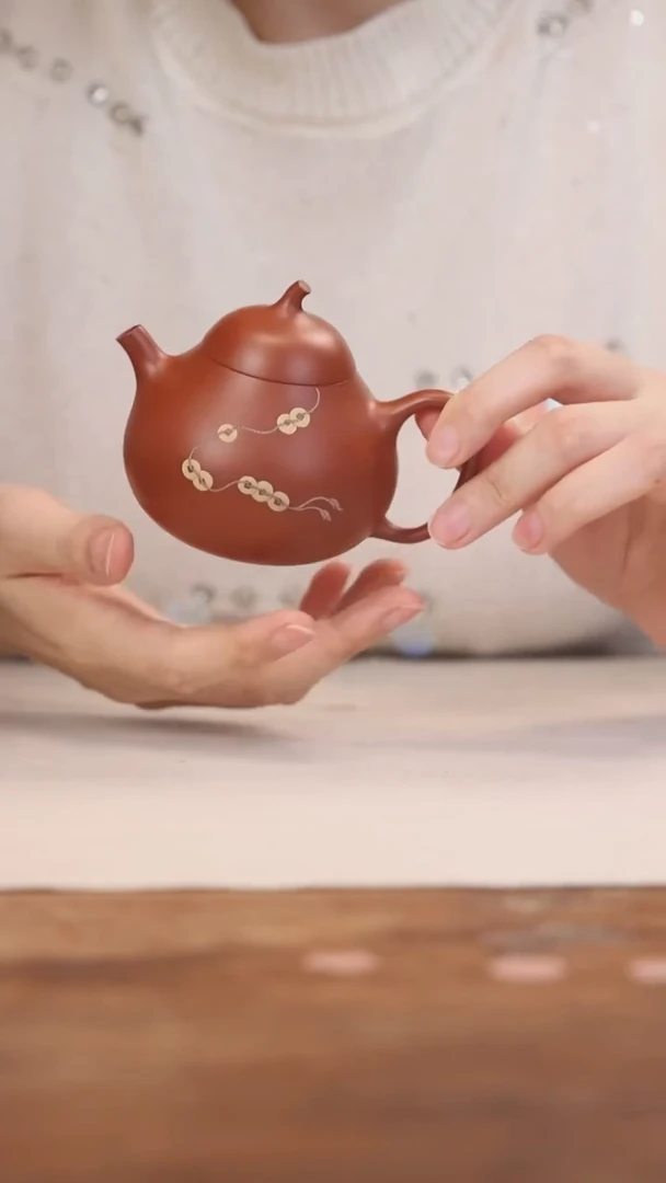 茶壶紫砂朱泥铜钱茄瓜