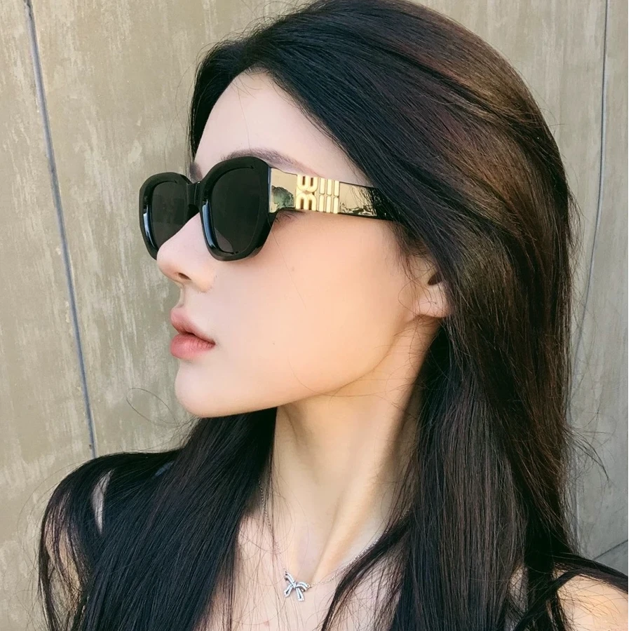 miu复古墨镜女2025新款多边形窄框凹造型街拍防紫外线太阳眼镜男
