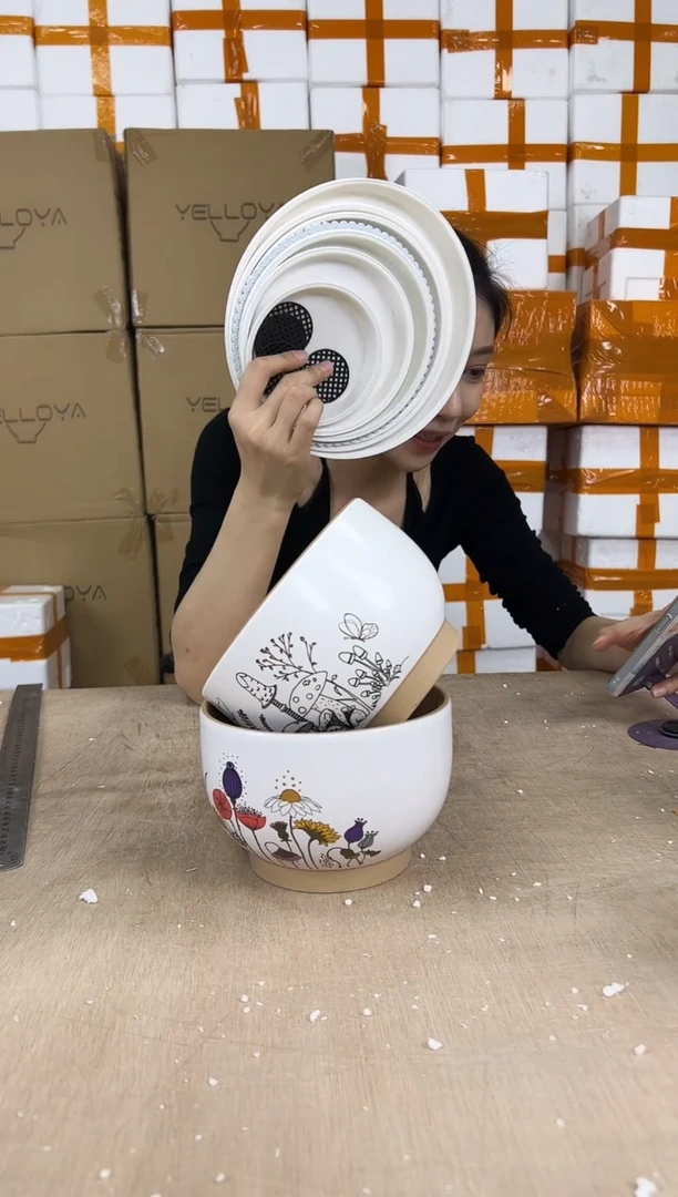 大碗紫砂彩色小号+大碗紫砂素色小号15x11