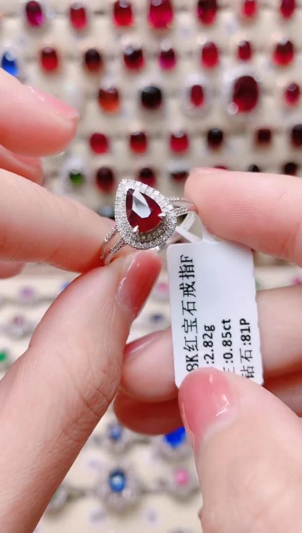 18K金戒指18K金镶嵌红宝石1