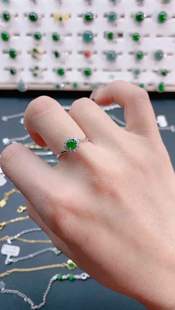 【闪购商品】翡翠戒指银S925镶嵌天然翡翠