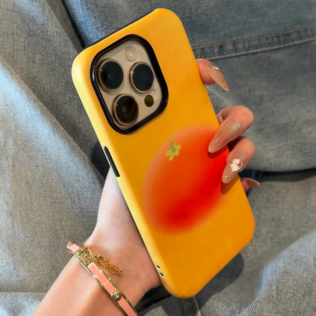 欧克里里ins高级油画橘子适用苹果16手机壳华为P70vivo小米15oppo
