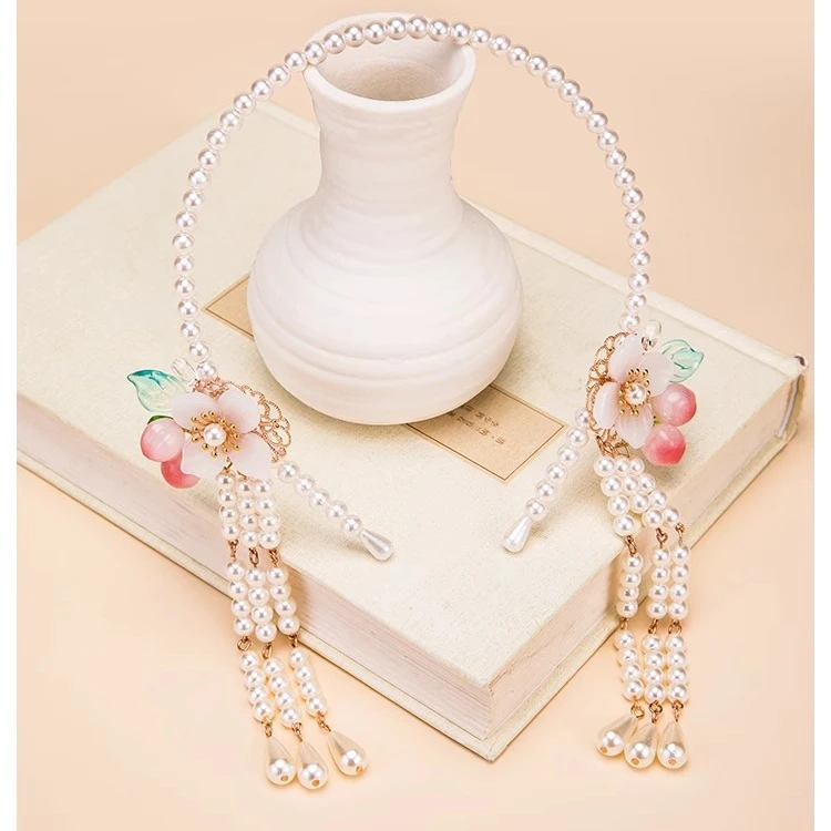 【仙气桃桃】短发汉服头饰古风发饰仙气珍珠流苏桃子国风发箍