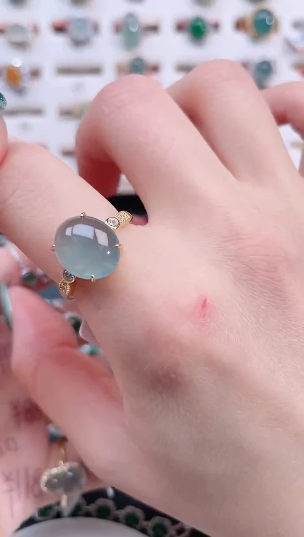 银S925镶嵌戒指翡翠天然翡翠