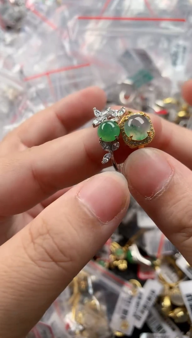 银S925镶嵌戒指翡翠555    10