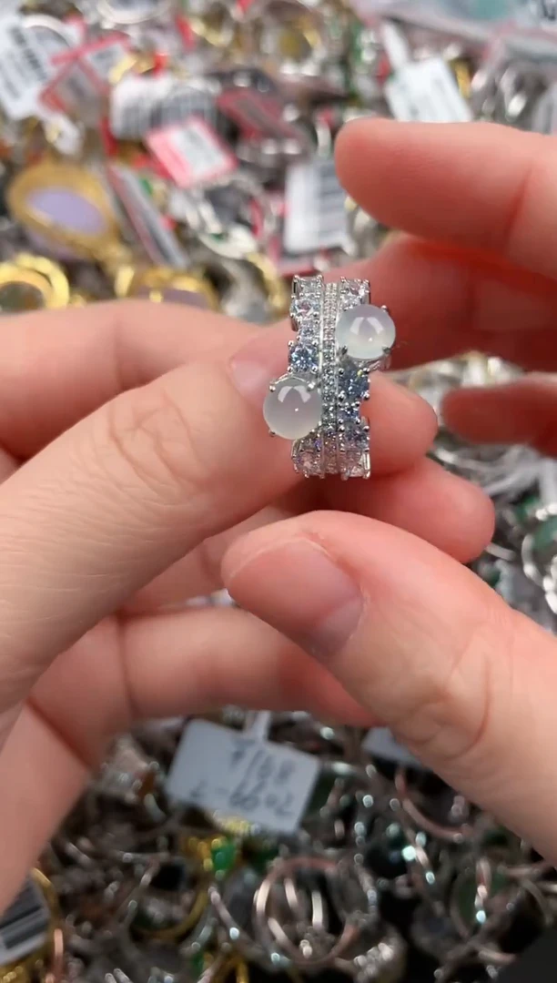 银S925镶嵌戒指翡翠666   8