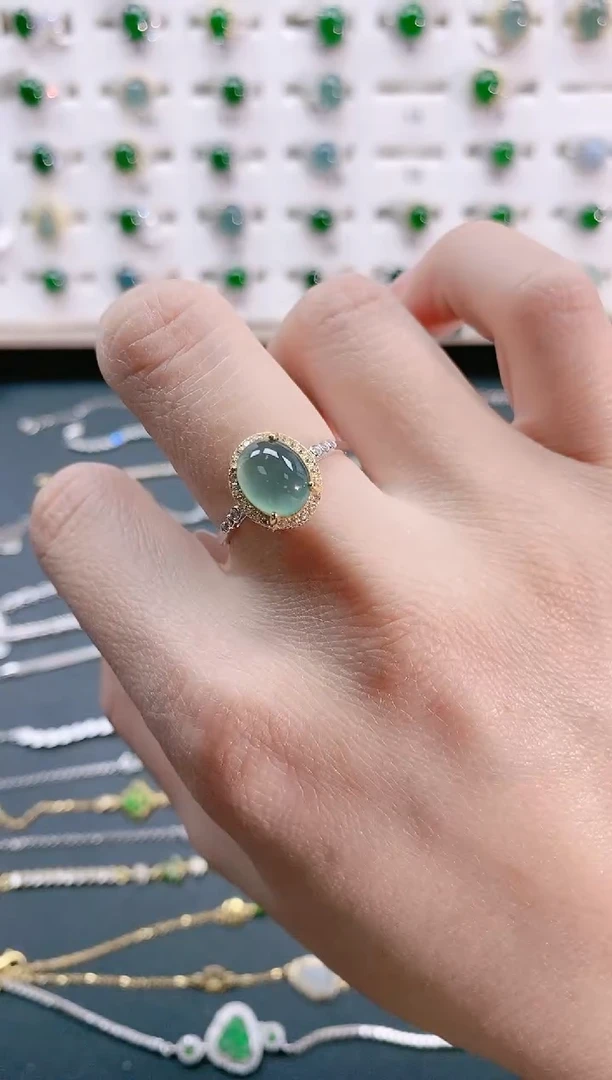 【闪购商品】翡翠戒指银S925镶嵌天然翡翠