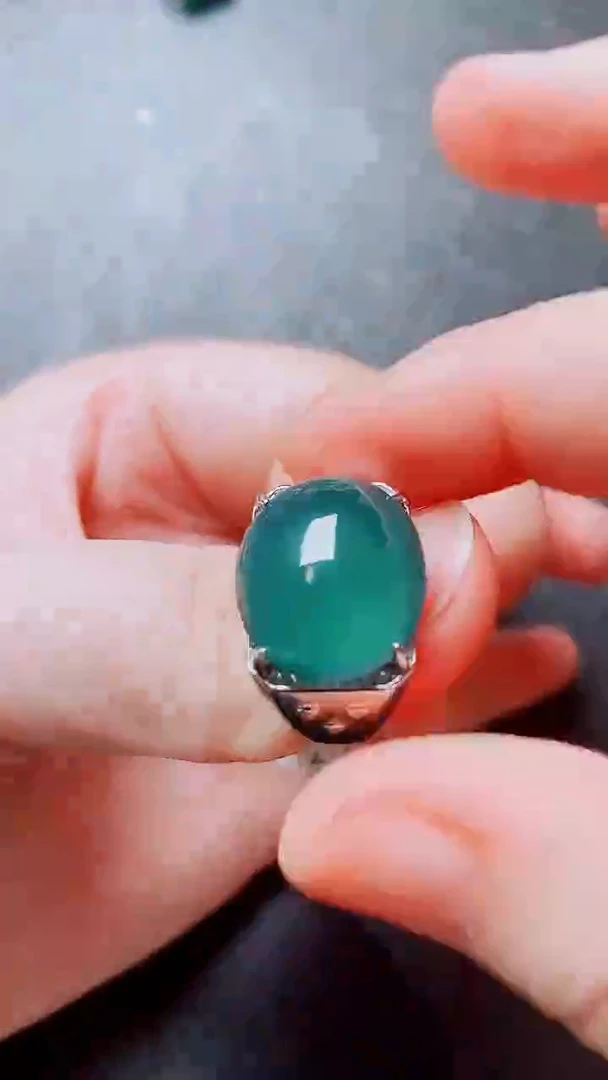 翡翠戒指银S925镶嵌翡翠