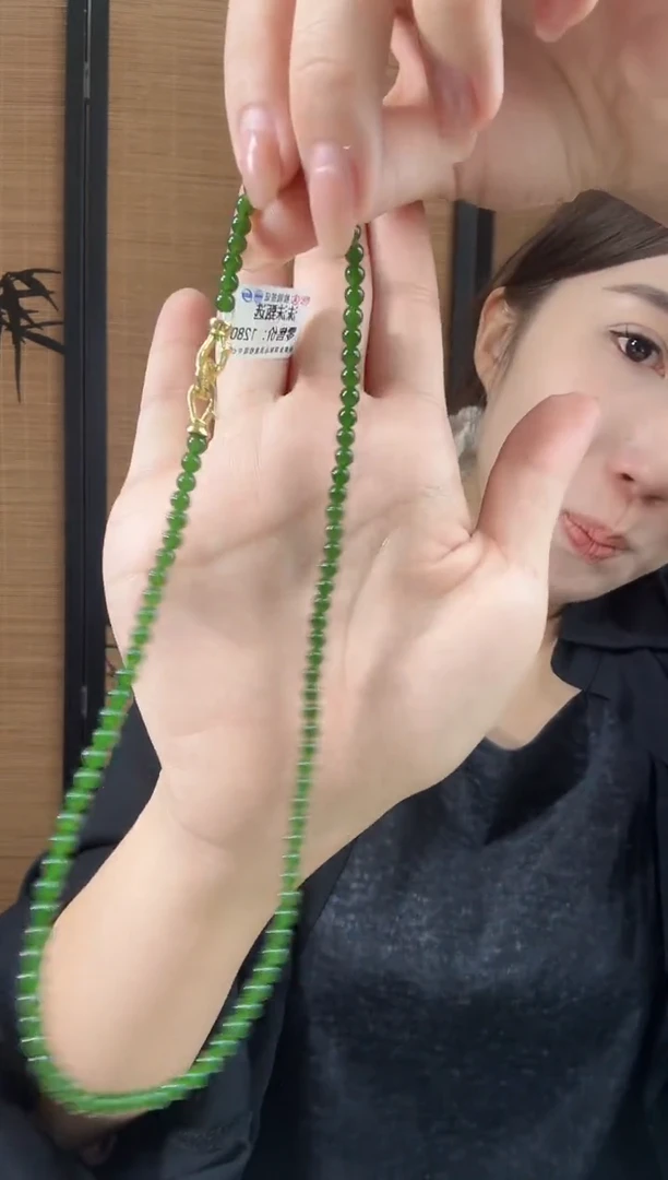 和田玉（碧玉）未镶嵌颈饰4mm辣菠无矿锁骨链