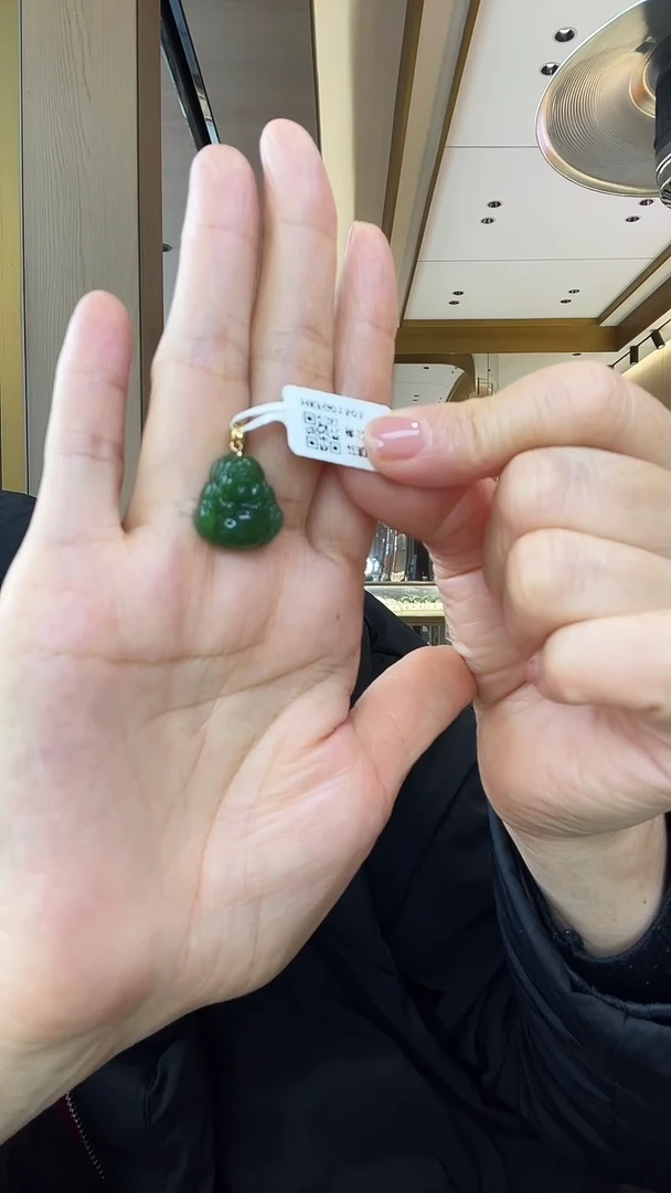 【闪购商品】和田玉吊坠18K金镶嵌花扣佛公