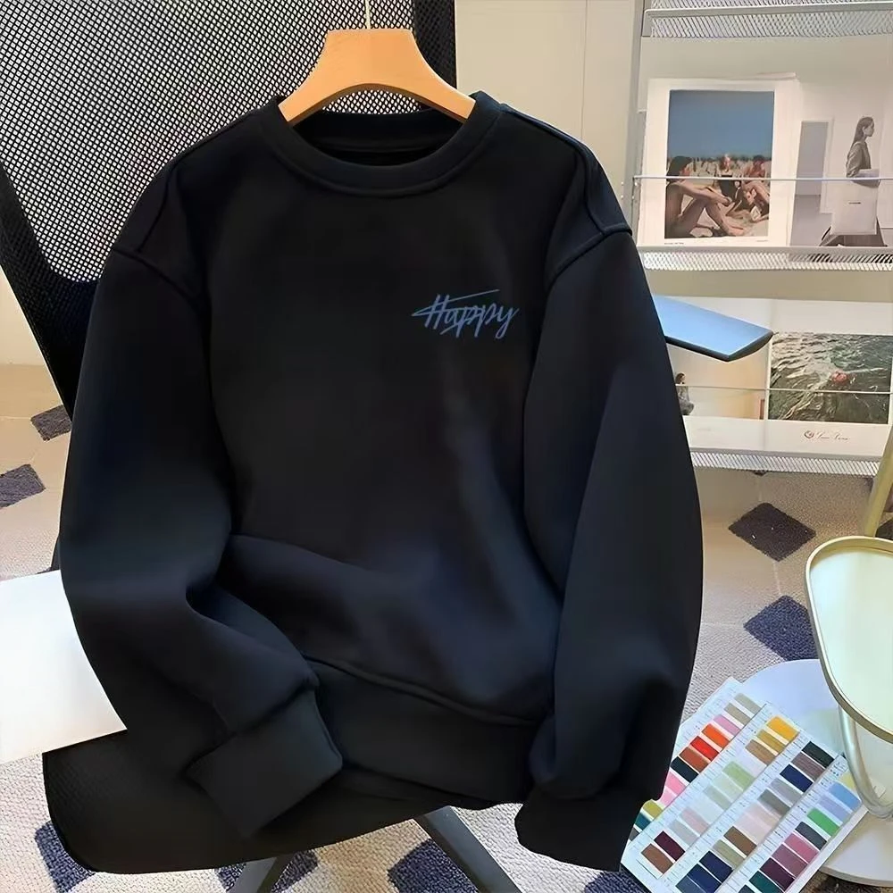 雅鹿男装长袖新款美式印花男士加绒潮牌男士卫衣秋冬款