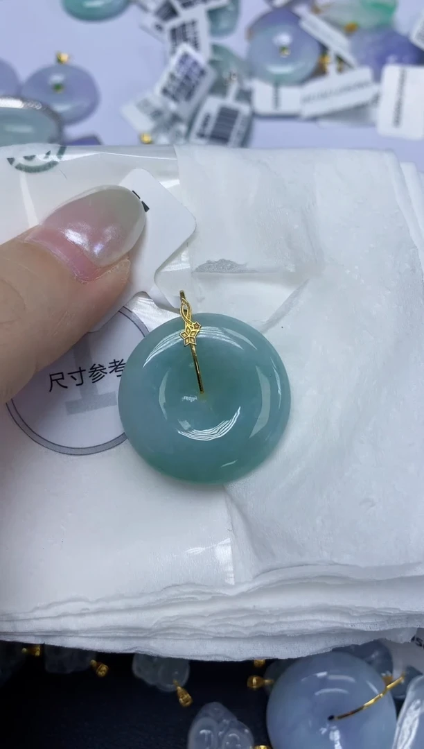 翡翠18K金镶嵌颈饰天然缅甸翡翠A货百元以上9元证书费自理