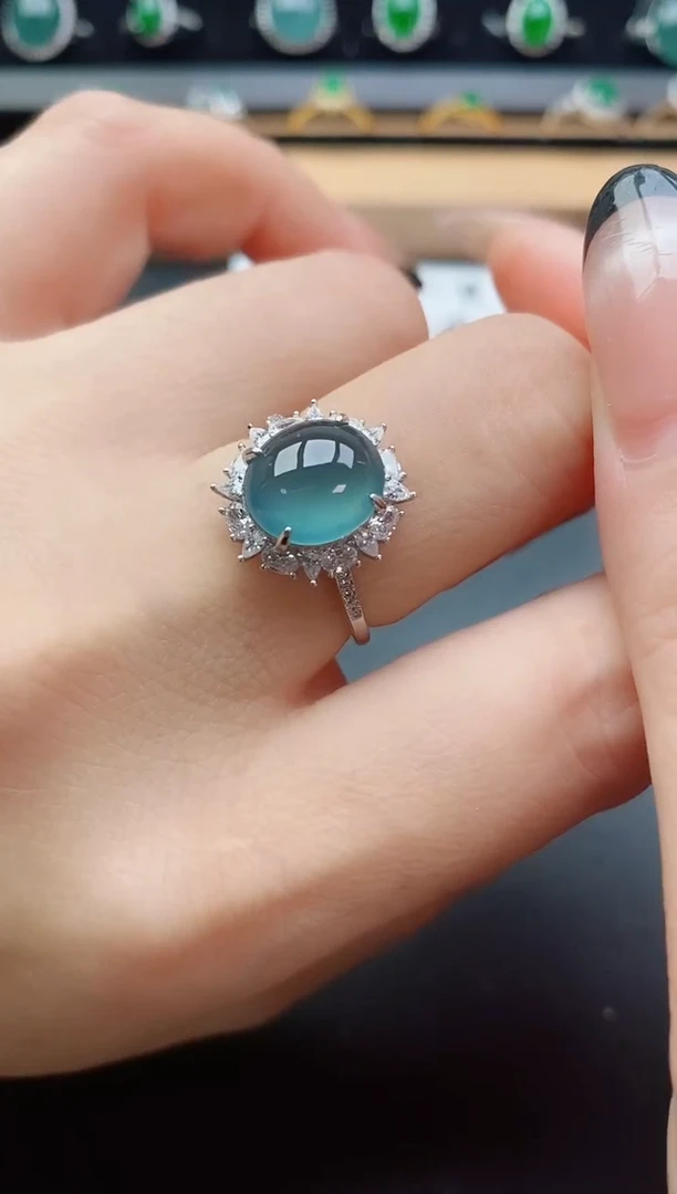 银S925镶嵌戒指翡翠5080