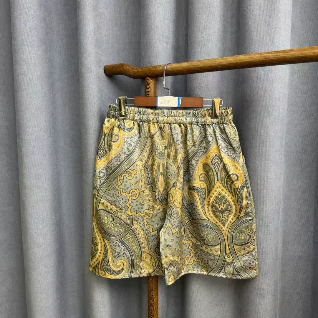 新款简约百搭宽松桑蚕丝直筒短裤女Z898