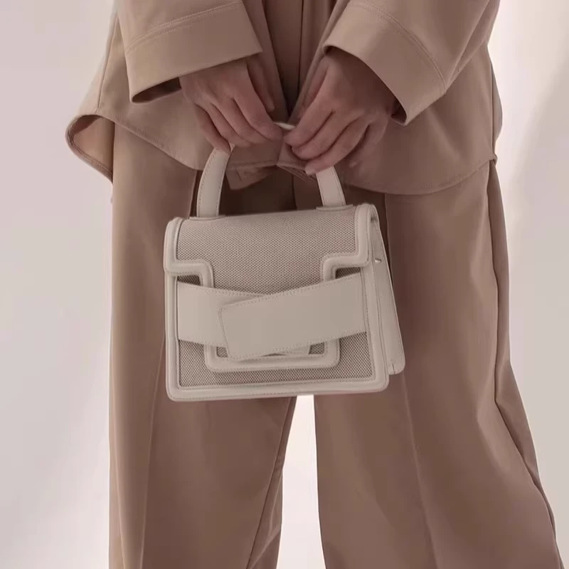 Bob Ore包宝澜 Evelyn 帆布真皮拼接包休闲手提斜挎包通勤高级感