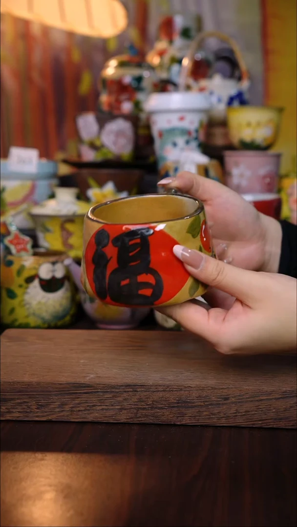 杯子陶泥垚手作 景德镇手工手绘陶瓷器物