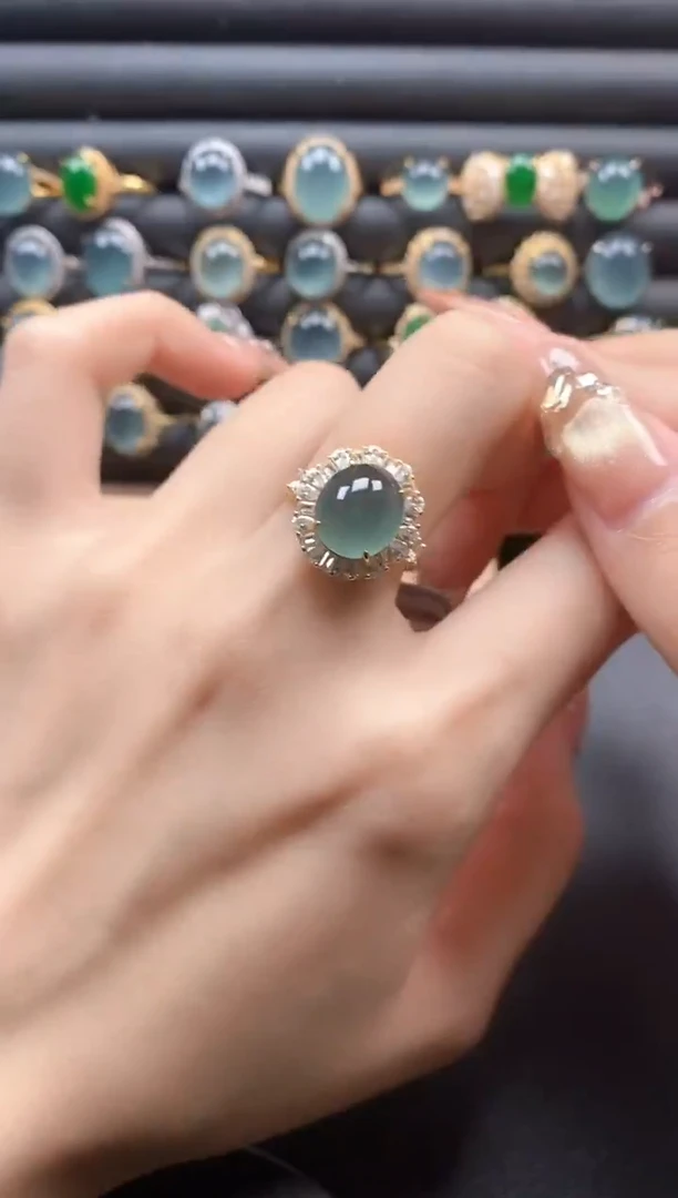 银S925镶嵌戒指翡翠51151