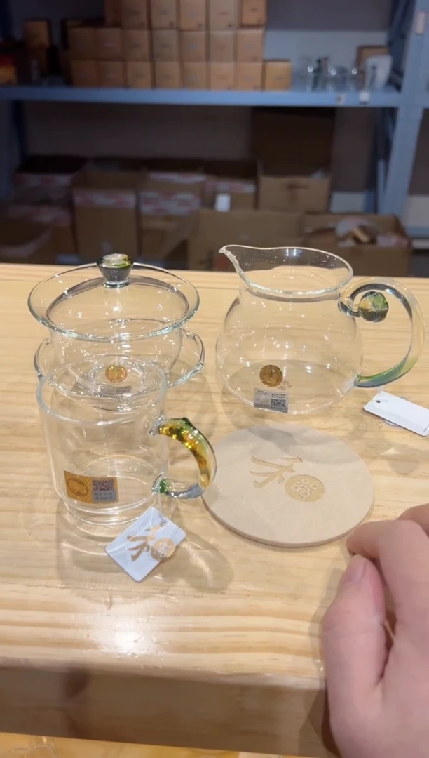 禾器-沁莲盖碗-迷翠+浮莲茶海迷翠+隆杯迷翠1只+绒杯垫1个