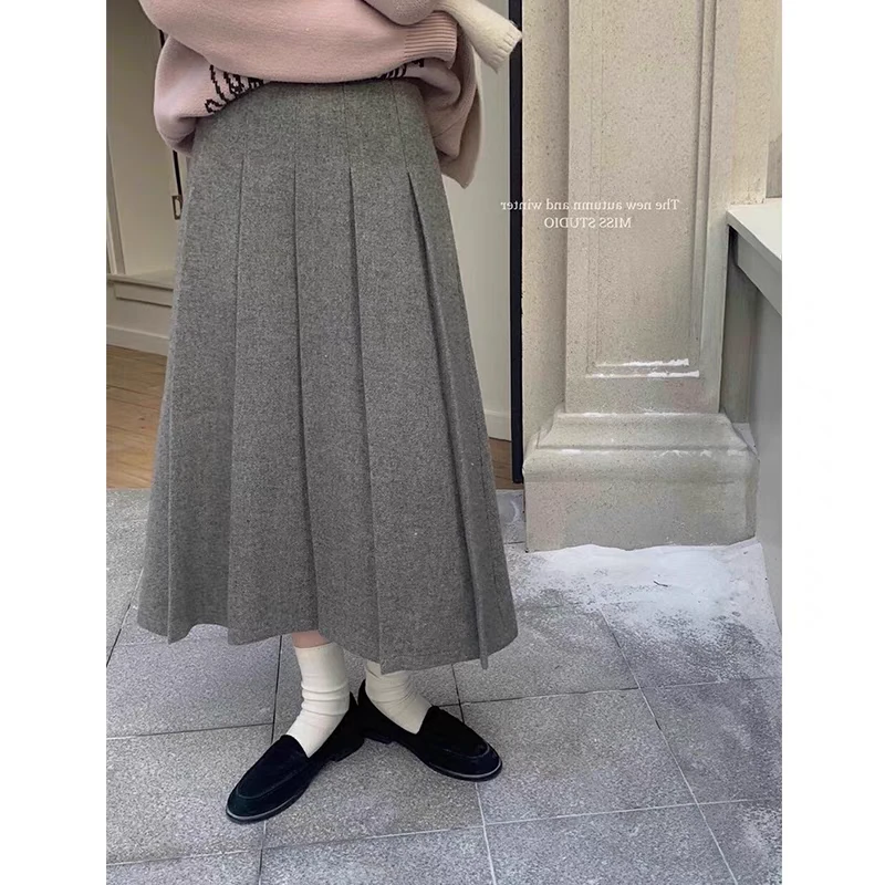 D超绝中长百褶裙2202