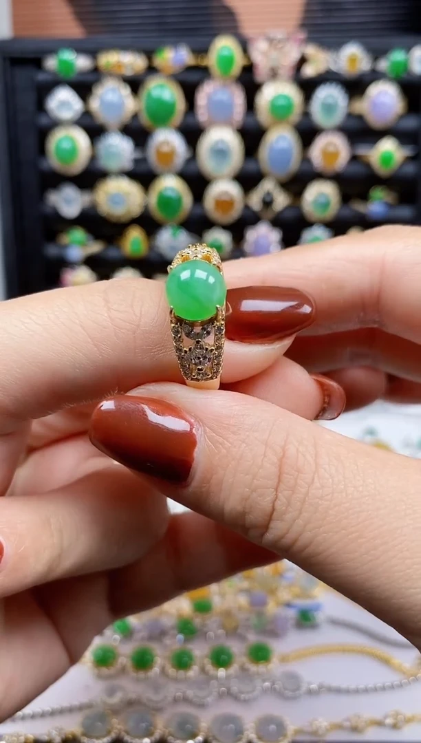 银S925镶嵌戒指翡翠9352