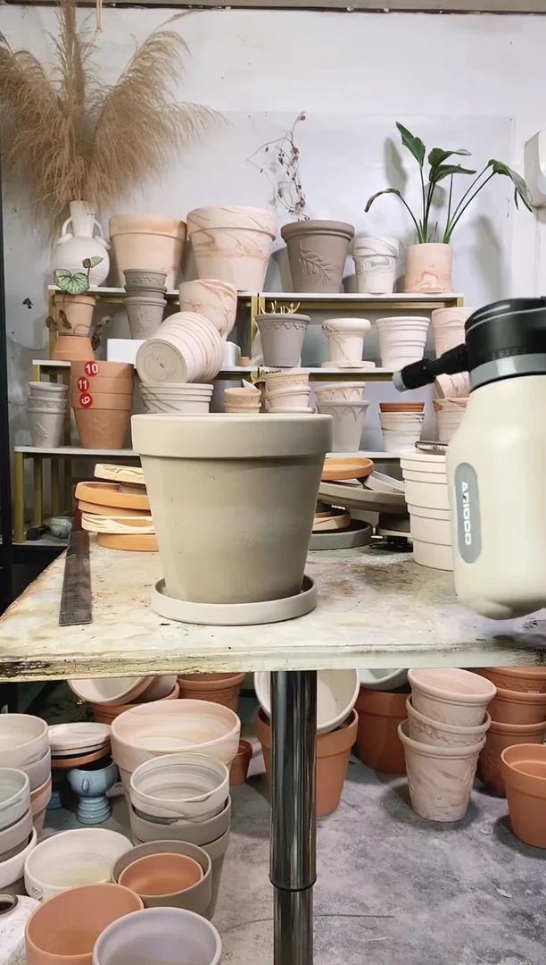 瑕疵无售后20*18灰陶国际 1盆1托