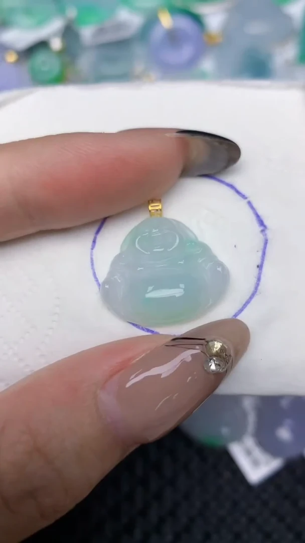 颈饰18K金镶嵌翡翠天然缅甸翡翠a货百元以上9元证书费自理