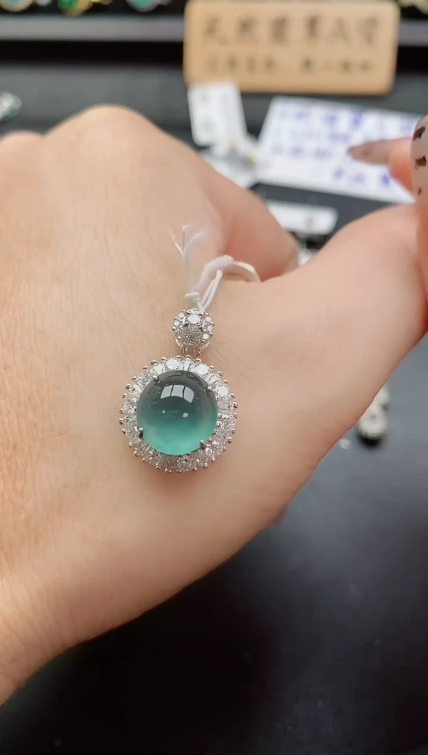 吊坠(赠链)银S925镶嵌翡翠1