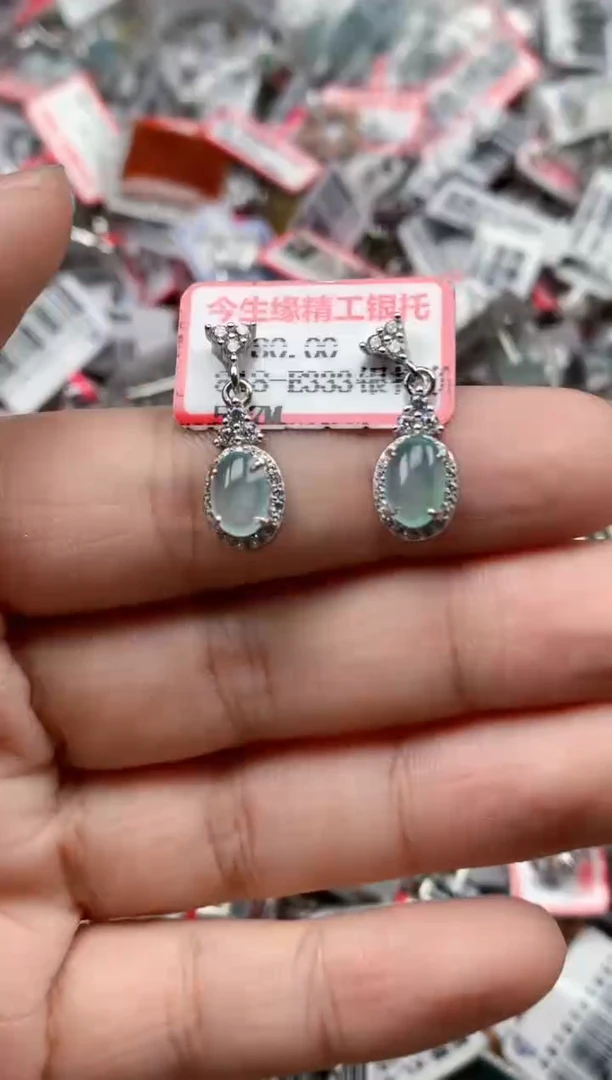 银S925镶嵌戒指翡翠天然A货缅甸翡翠