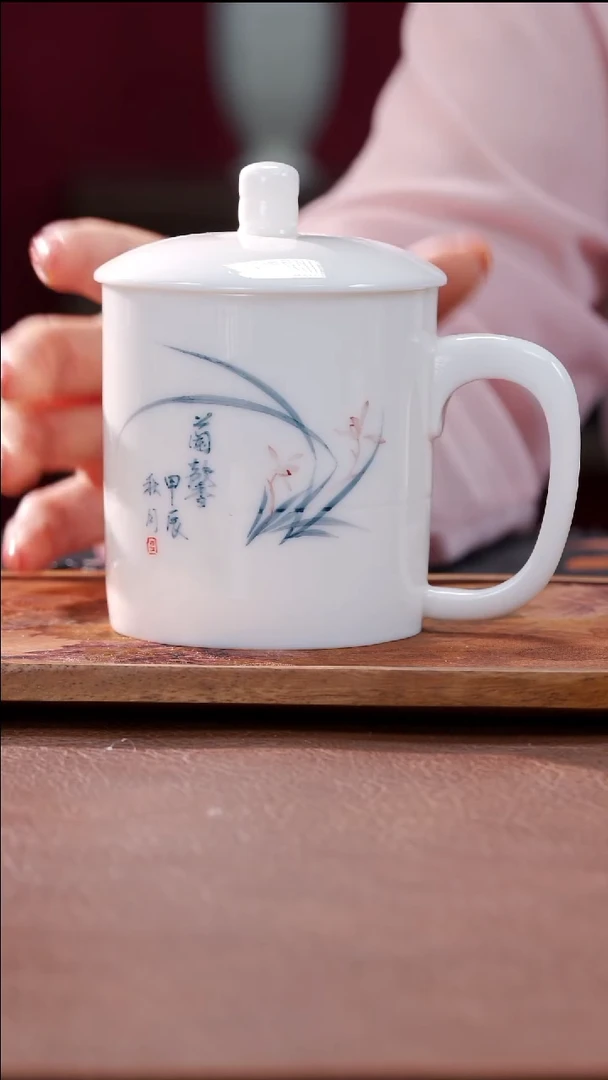 茶具兰花办公杯@@ST-B40010