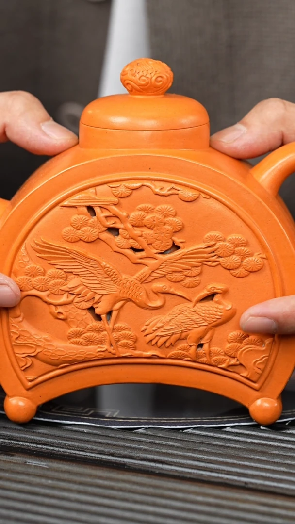 【闪购商品】紫砂茶壶PHJ 黄金段 福寿延年 620cc