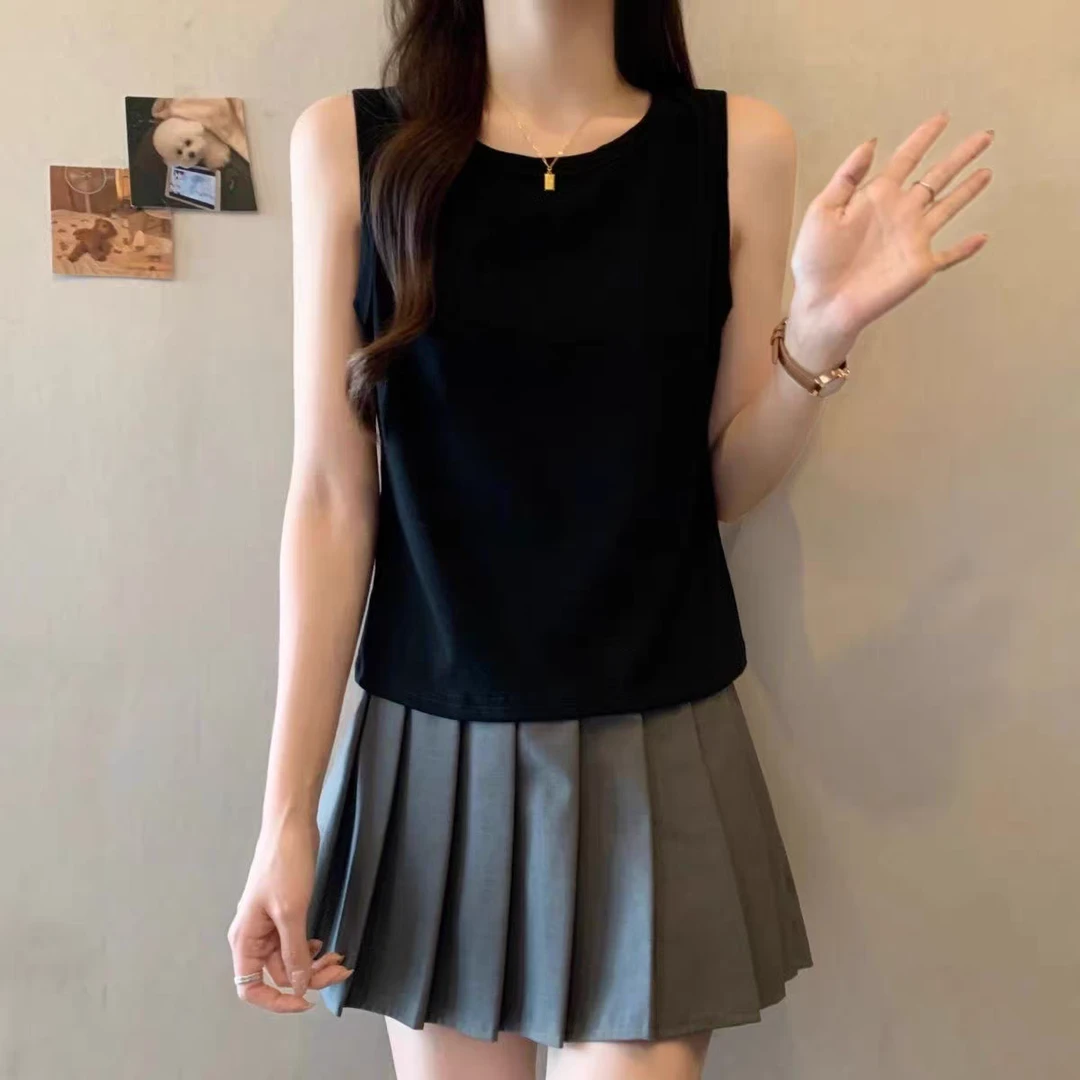 白色基础款夏季外穿美背无袖T恤打底辣妹上衣通勤显瘦小众黑色
