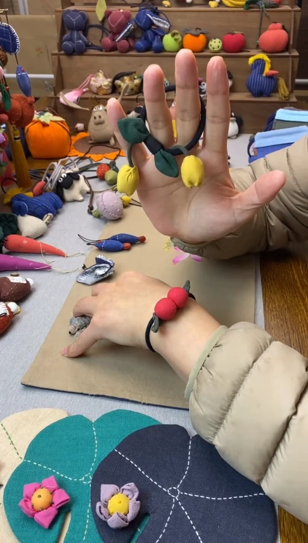 布艺头绳（樱桃+黄郁金香）