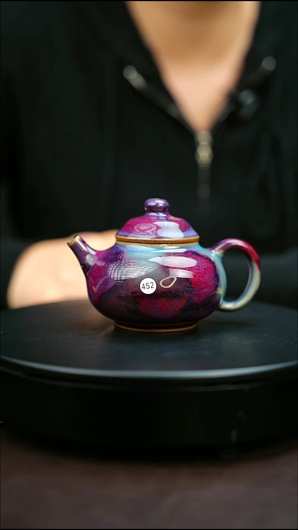 452#原矿钧瓷炉钧釉手把壶