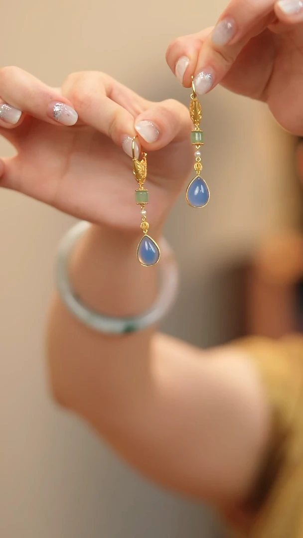 925银无蓝玛瑙耳饰