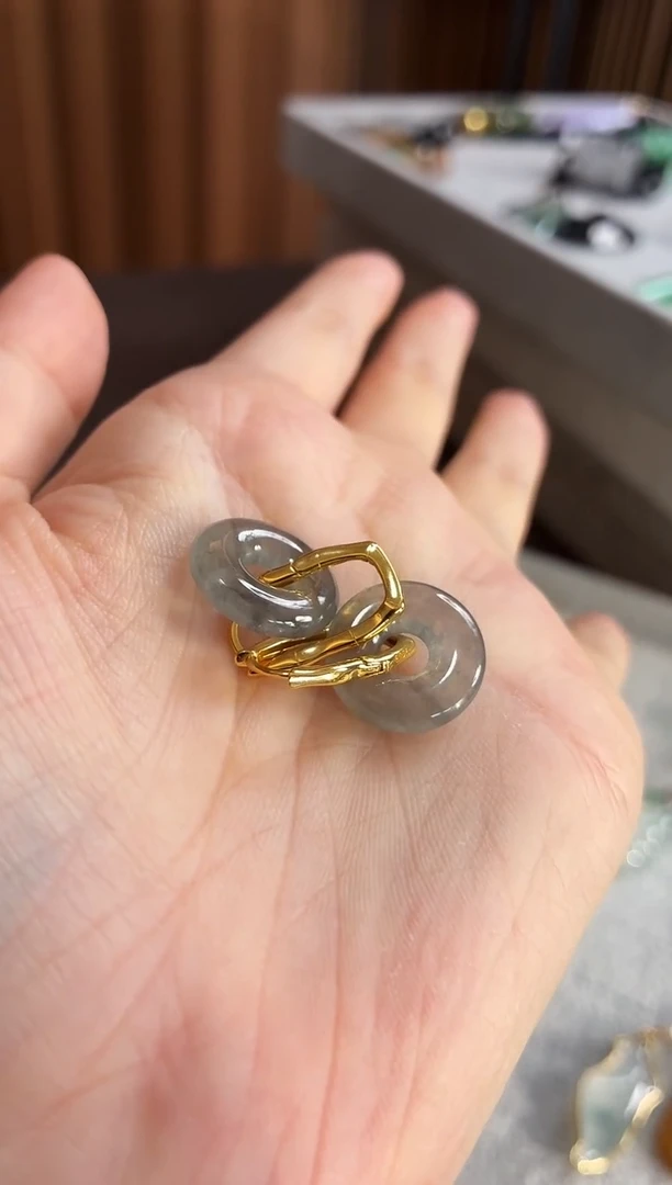 银S925镶嵌翡翠耳饰耳饰