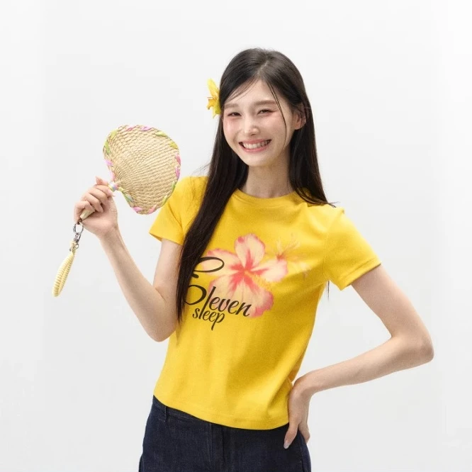 ELEVEN SLEEP短袖女上衣夏薄款轻奢高级感韩系修身显瘦辣妹风t恤