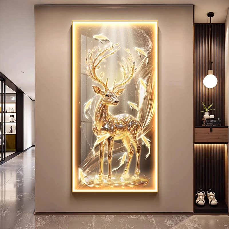 九鱼聚财图玄关装饰画高级感走廊过道挂画轻奢大气福禄玄关壁画