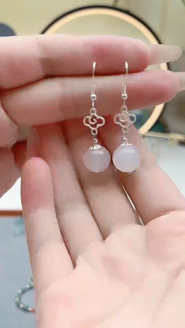 玛瑙/玉髓耳饰银S925镶嵌630