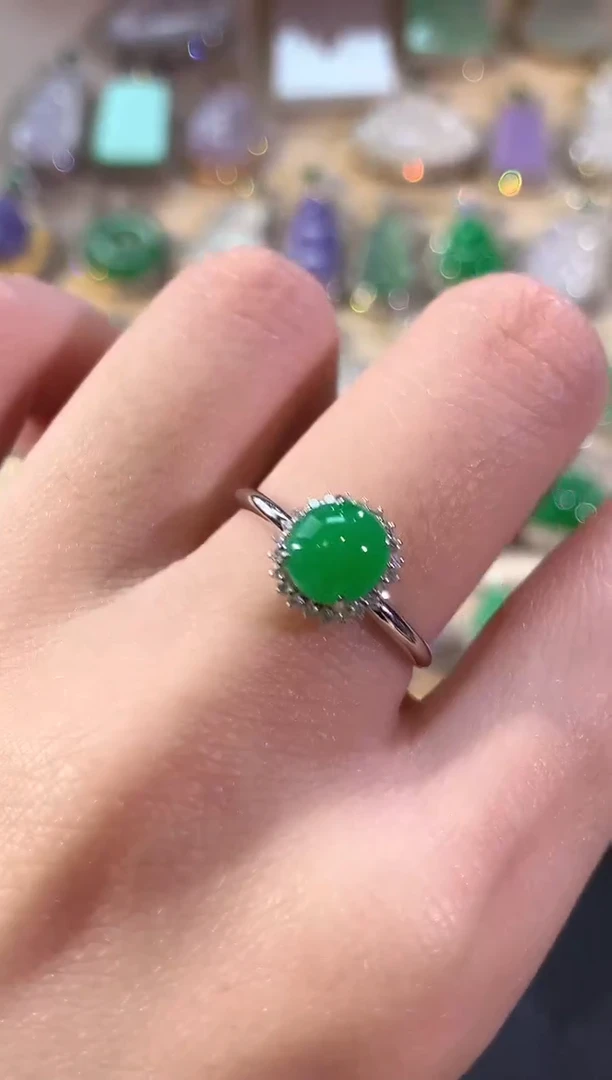 吊坠(不含链)18K金镶嵌翡翠冬日珠宝E69