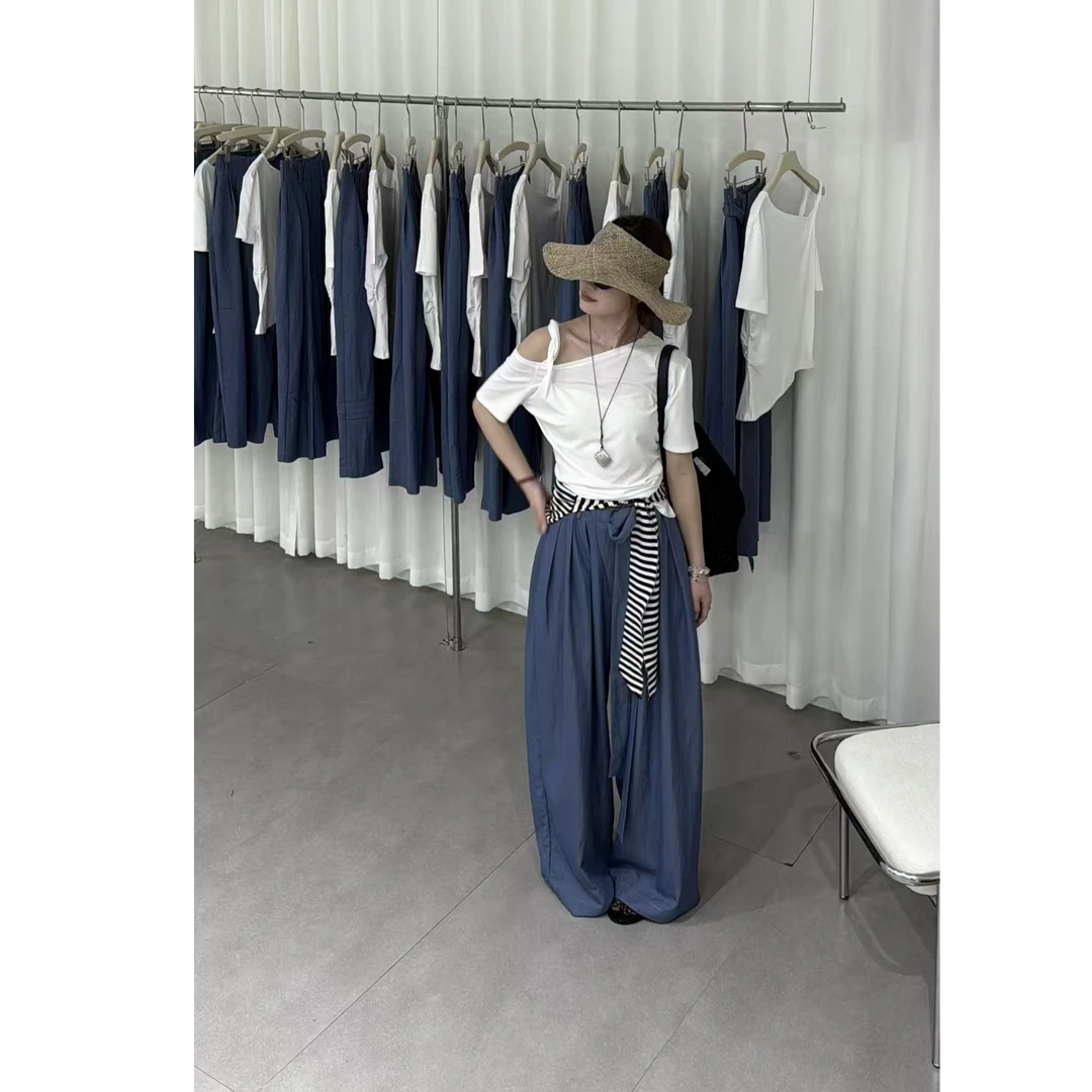 8329•T# 绑带T ins百搭洋气小众拉肩短袖T·