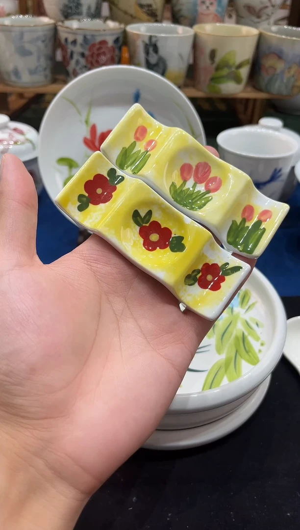 陶瓷景德镇高温釉下手工手绘高白泥陶瓷筷子架