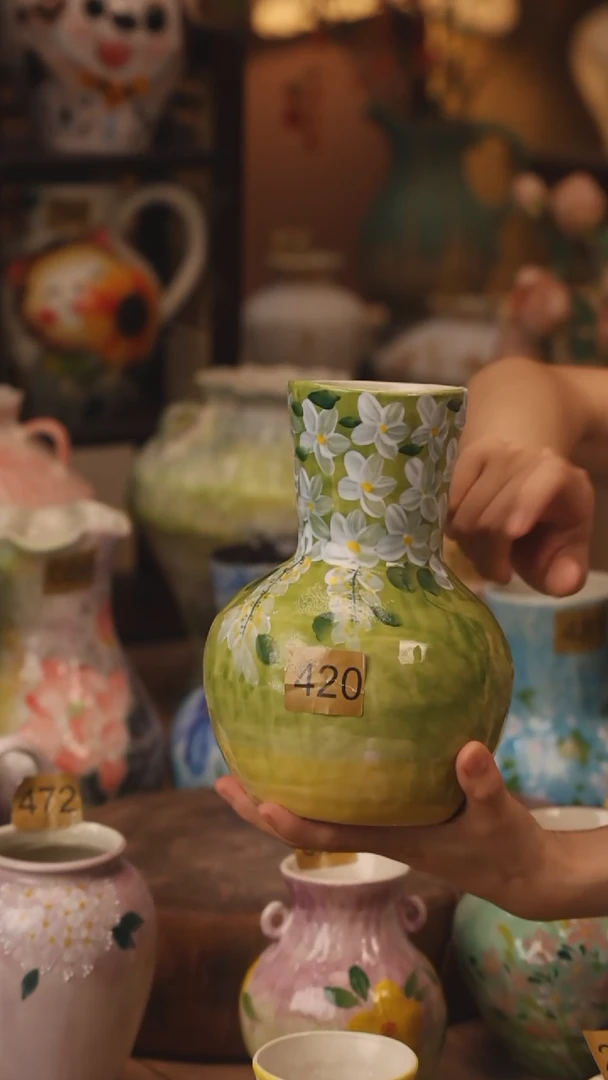 陶瓷420景德镇设计师手作花器摆件侘寂风