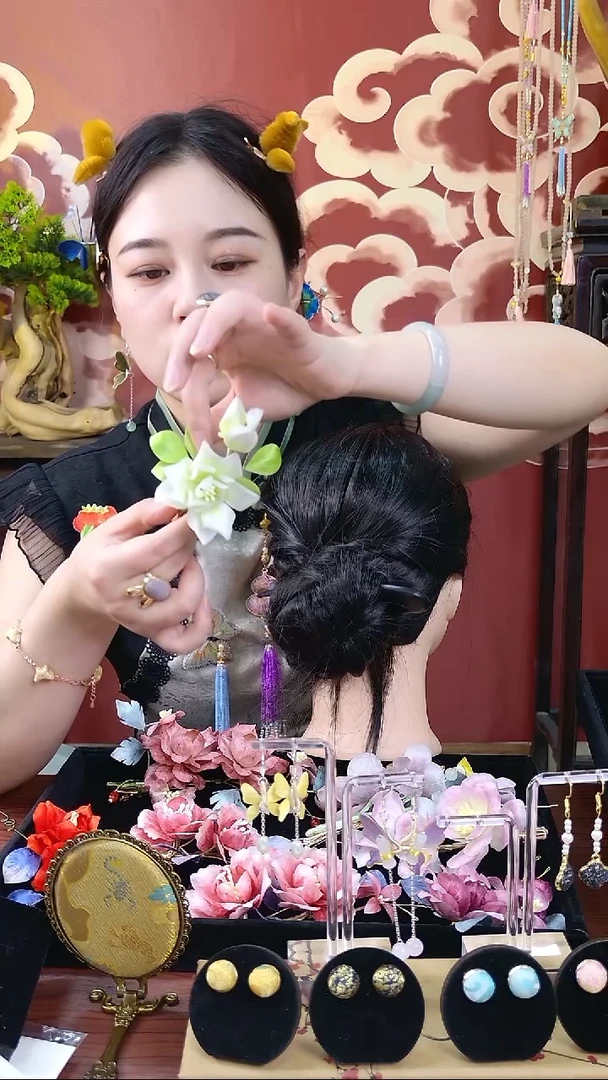 刺绣非遗绒花发簪